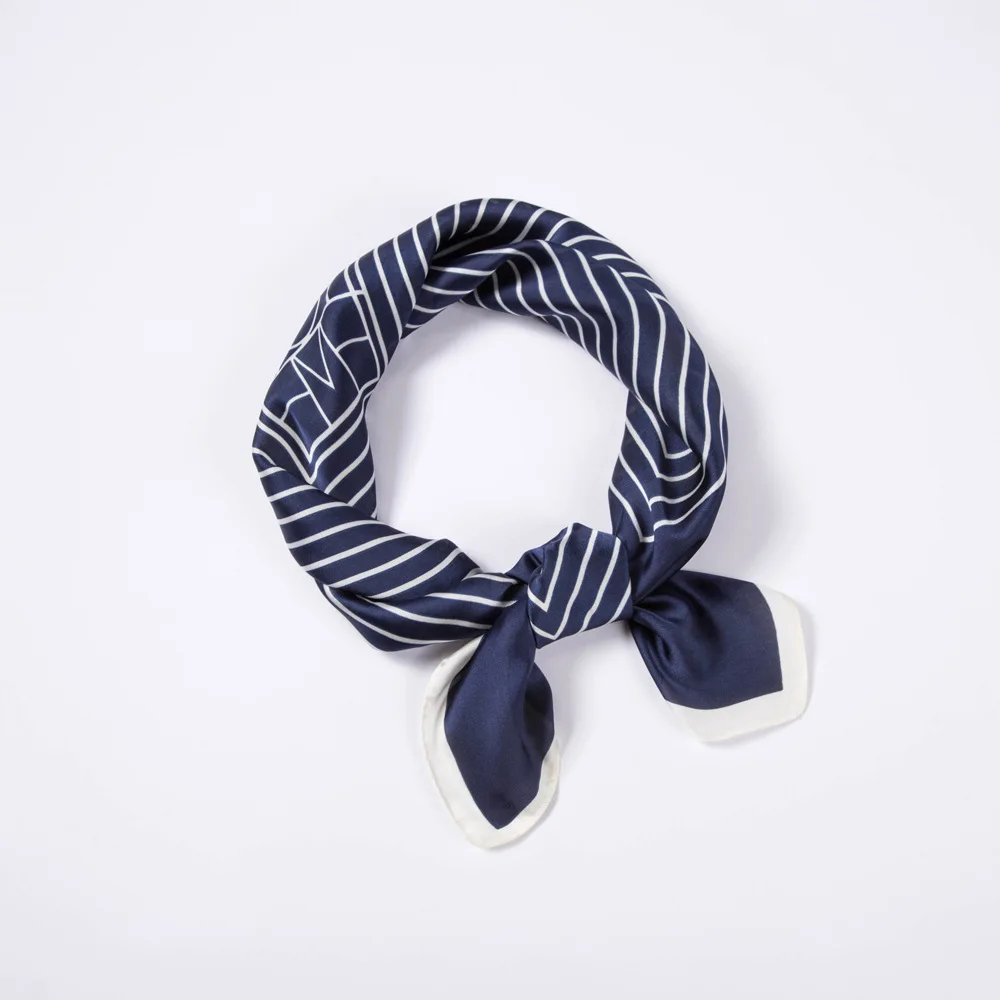 

Striped ladies small silk scarf spring, summer and autumn small square scarf decoration wild scarf simulation silk small scarf