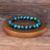 minimalist lake blue tiger eye beads bracelet natural stone energy hematite bracelets for women healing reiki jewelry pulseras