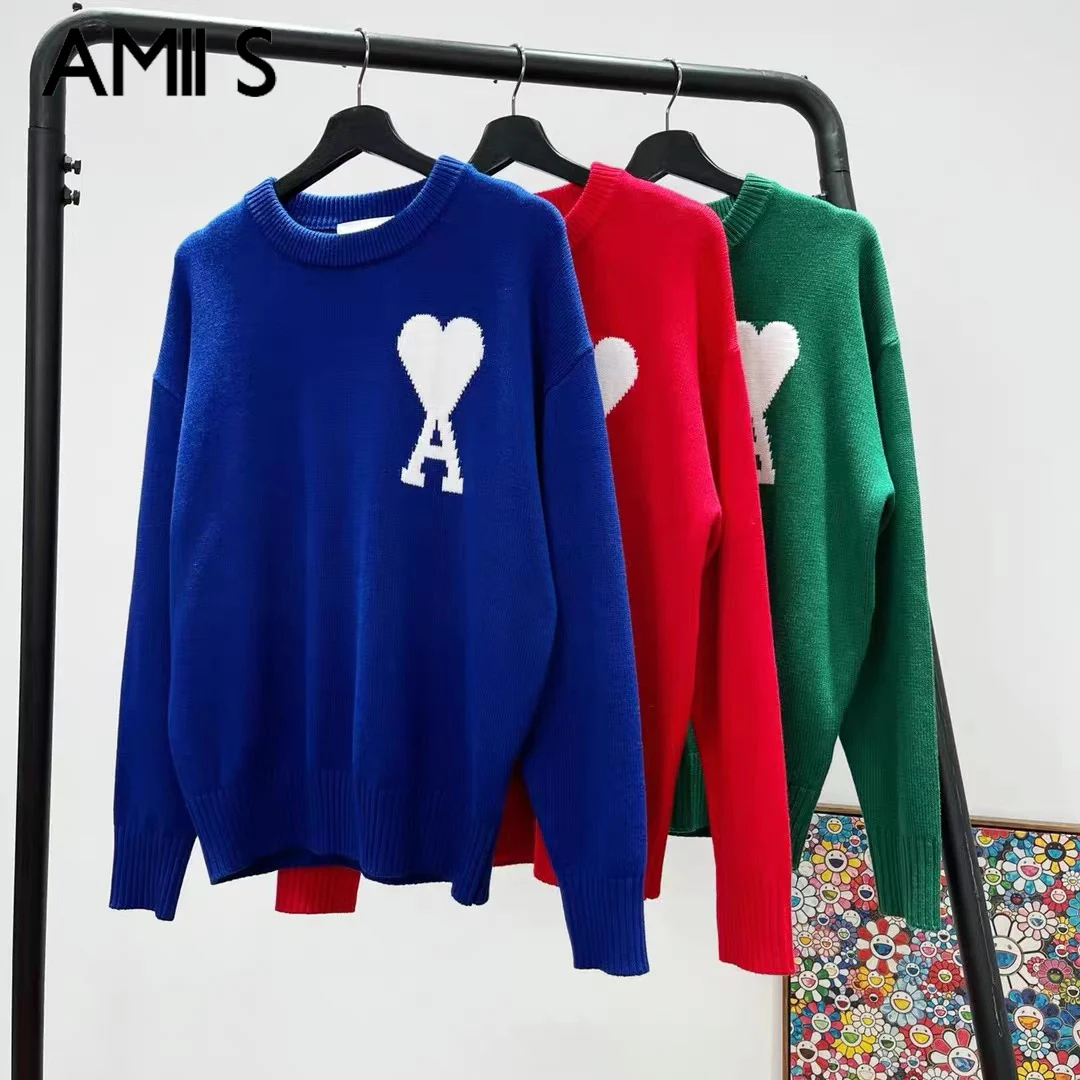

2021 New winter Luxury love AMI Women's sweater korean fashion Harajuku loose knitwear Men‘s pullovers couple casual plush top