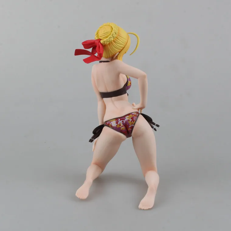 

Anime Fate Stay Night Saber Red Swimsuit Kneeling Position Ver PVC Action Figure Collectible Model doll toy 18cm