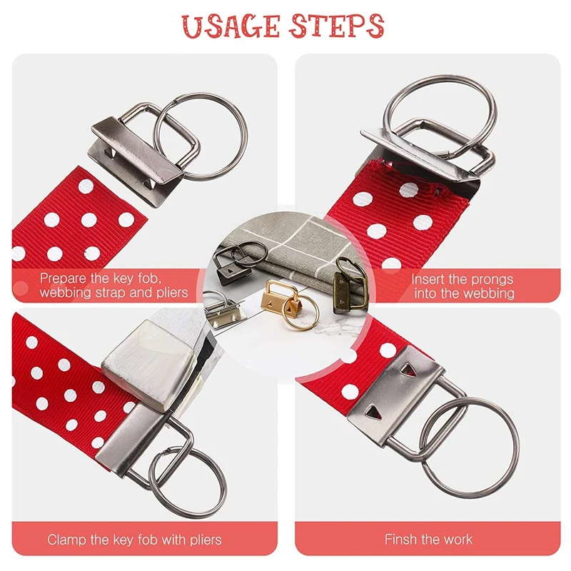 

60 Pcs Key Fob Hardware Set Include 20 Key Fob Hardware Wristlet with Keyring and 20 Keychain Tassel 20 Swivel Snap Hook