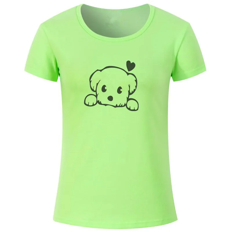 Women's T women Graphic Fashion Cute Heart \ Puppy Print Top t-shirt Female T-shirt girl Clothes Short sleeveT shirt | Женская