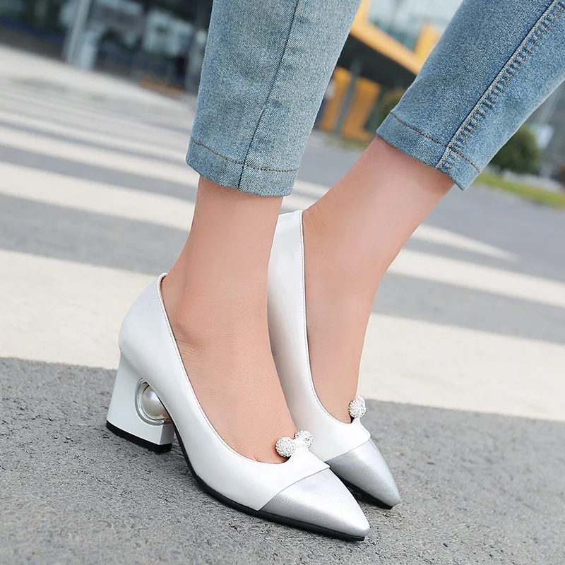 

2021 Women 7cm Pumps Pu Leather All Match Pointed Toe Women Shoes Fashion Platformslip on Casual Wedding Shoes Size 32-48