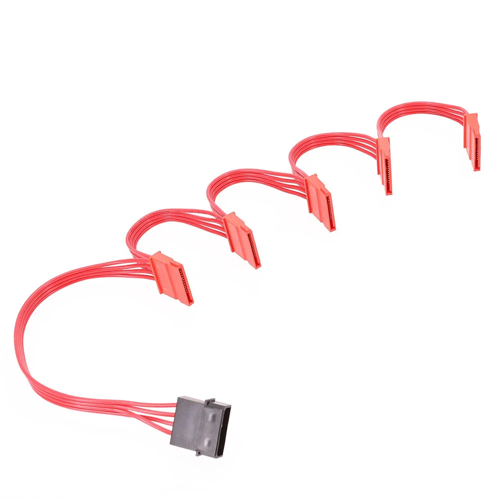 

1pcs/pack IDE Molex 4Pin to SATA 15Pin Adapter 1 to 5 Splitter Hard Drive Power Extension Cable 18AWG Red for PC DIY