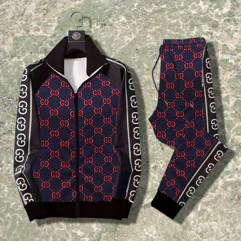 

2021 men's track suit suit sports zipper shirt autumn and winter fashion jacket + men's casual suit 3XL