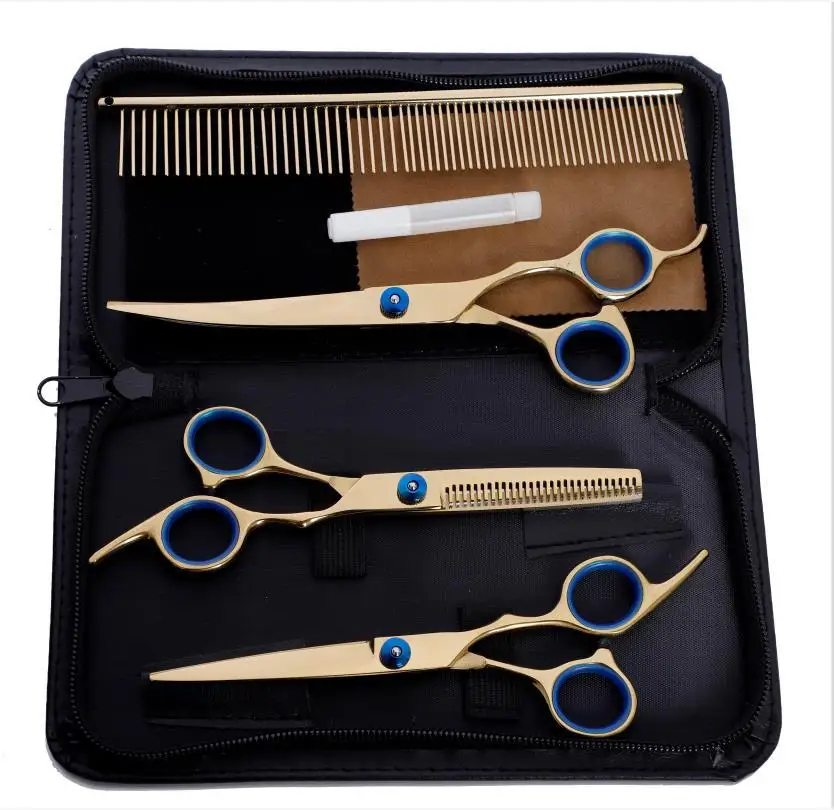 

Pet scissors pet scissors 7 inch color pet hairdressing tool bending Scissors Set pet scissors