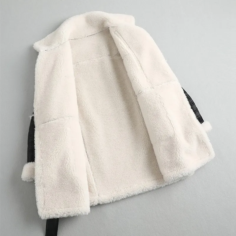 Женское зимнее меховое пальто из смеси натуральной шерсти теплая верхняя одежда