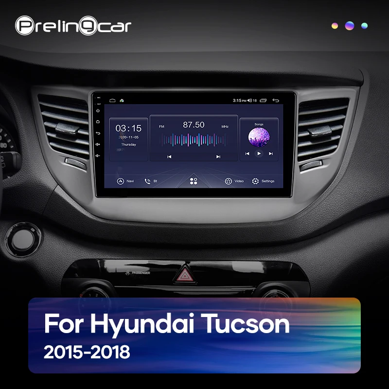 Автомобильное радио Prelingcar Android10.0 без DVD, 2 Din, мультимедийный видеоплеер с навигацией GPS для Hyundai TUCSON 2014-2018.