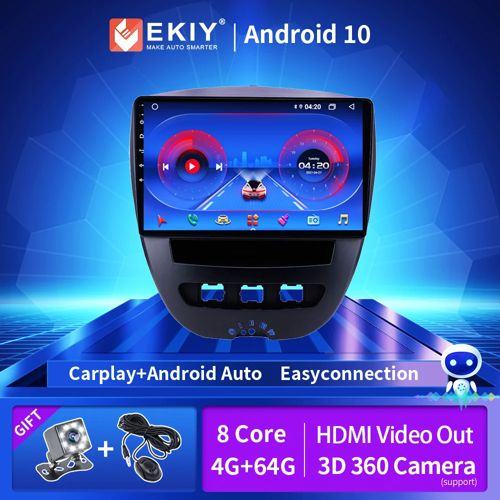 Авторадио для Peugeot 107 Toyota Aygo Citroen C1 2005 2014 Android 10 дюймов мультимедийный плеер стерео