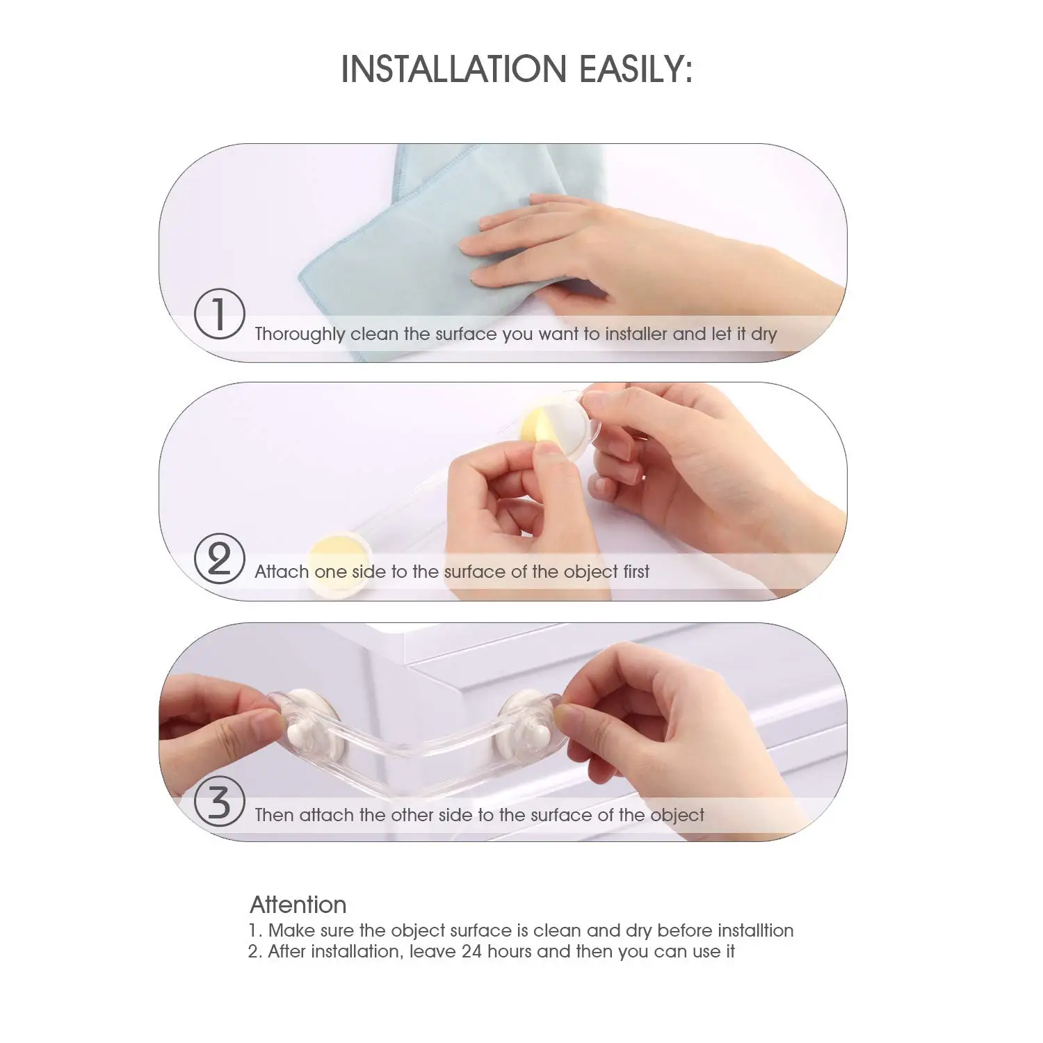 

Child Lock Safety Baby Locks for Drawer Cupboards Fridge Cabinet Door Transparent Plastic Safety Latches, 3 Pieces
