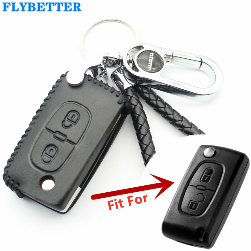 Флип-чехол FLYBETTER из натуральной кожи с 2 кнопками для Peugeot 208/207/3008/308/407/307/408 Citroen