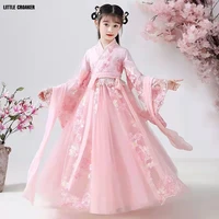 chinese traditional folk dance dress girls pink dance fairy costume hanfu girls princess dresses set kids party cosplay clothing