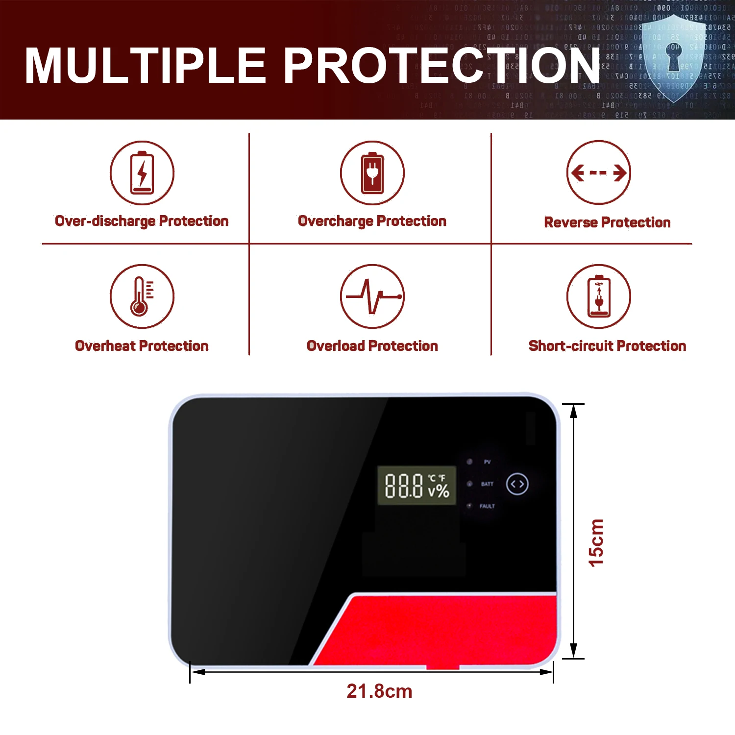 Контроллер заряда солнечной батареи с поддержкой Bluetooth и сенсорным экраном 20 А 40