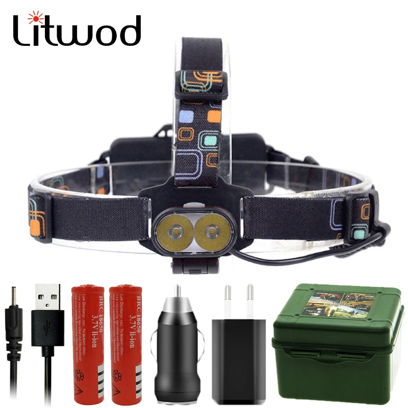 Налобный фонарь Litwod Z20 7314 лм 2x XM L U2 светодиодный 18650|Налобные LED-фонари| |