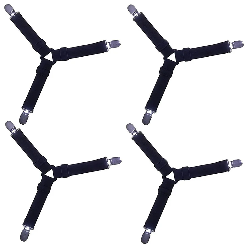 4 шт. черные регулируемые зажимы для простыни держатель наматрасника одеяло