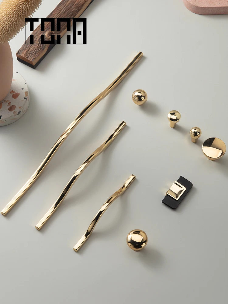 

TONA Golden Cabinet Handle Cabinet pulls drawer pulls Golden knobs and handles Furniture Hardware Cupboard Knobs