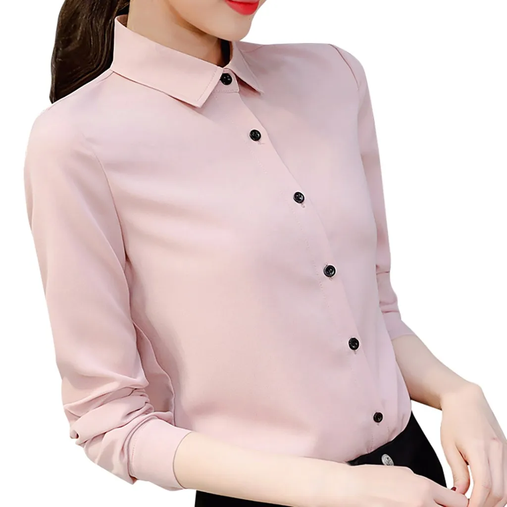 Женская Деловая блузка с отложным воротником Однотонная рубашка зеленого