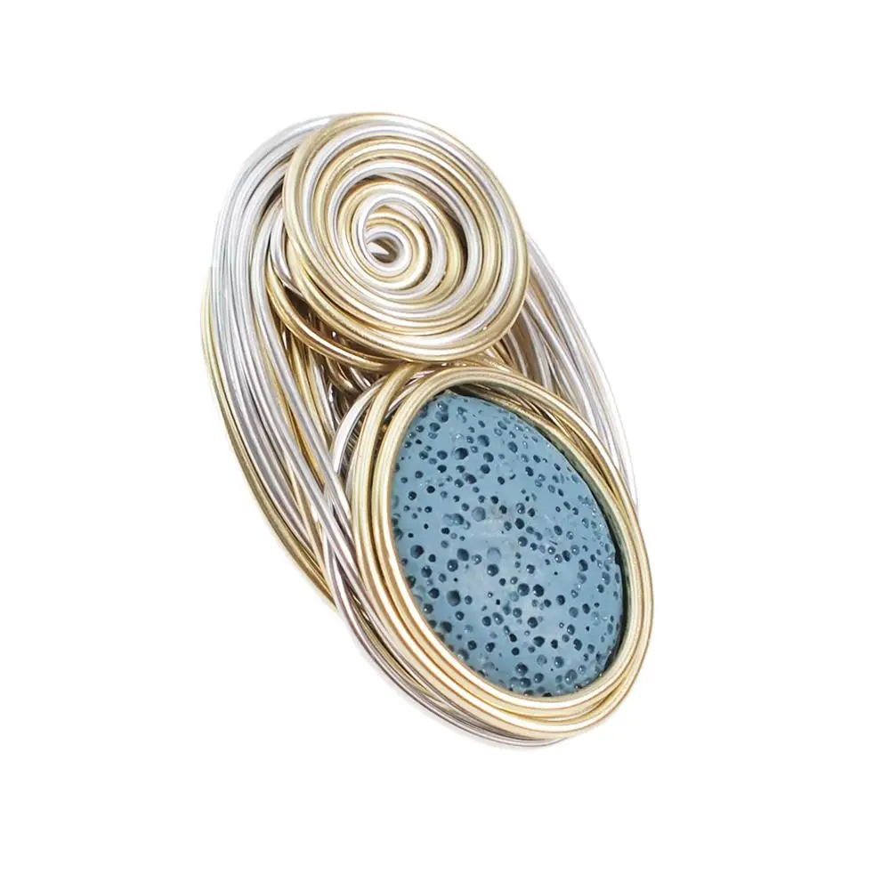 Женское кольцо ручной работы в богемном стиле MANILAI золотистое с спиральными