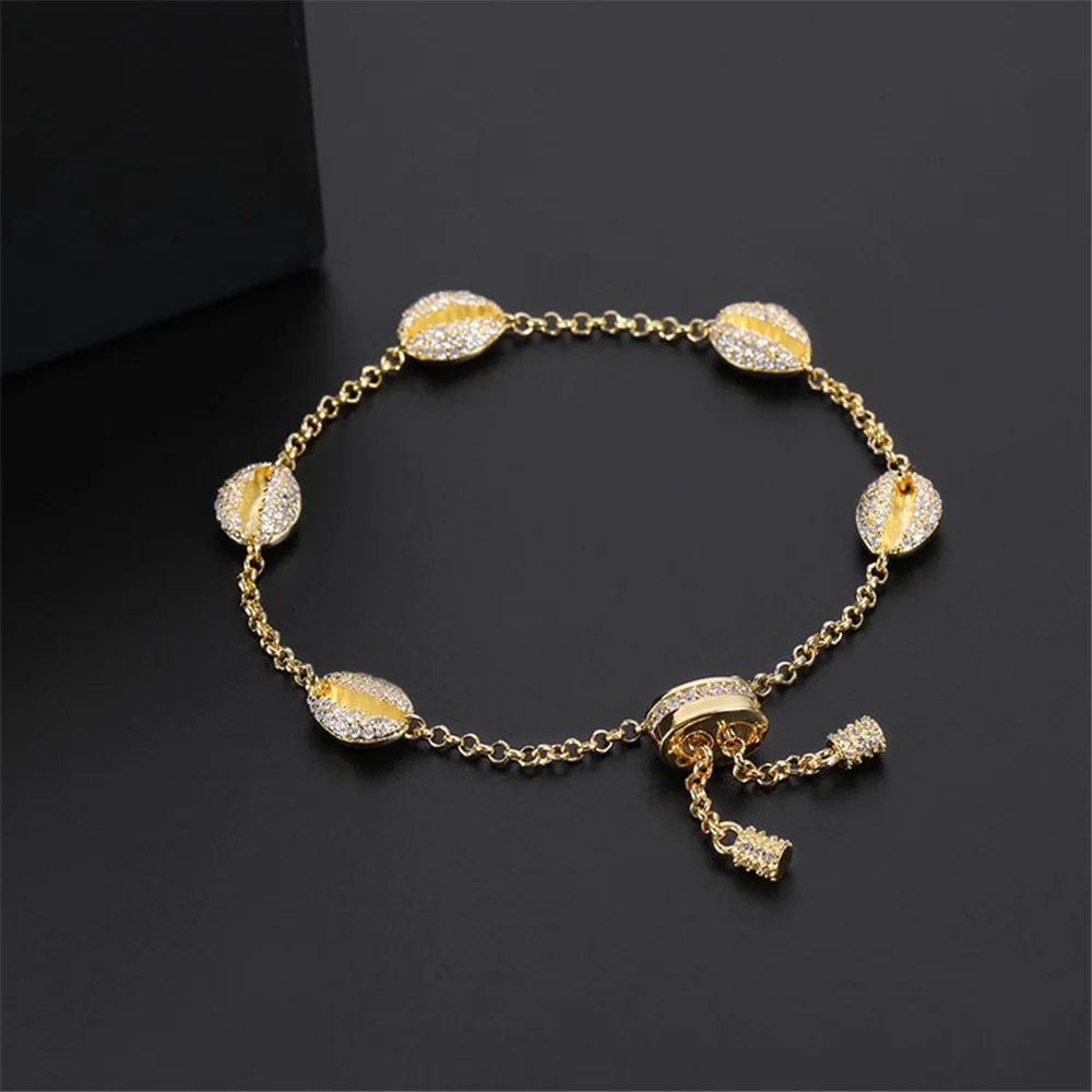 

Funmode New Arrival Hot Sale AAA Cubic Zircon Pave Shell Shape Women Bracelets For Female Accessories pulsera punk hombre FB96