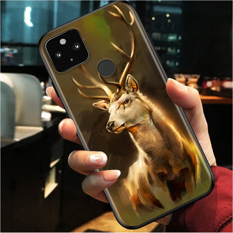 

Animal deer lion Art Shockproof Cover for Google Pixel 5 4 4A XL 5G Black Phone Case Shell Soft Fundas Coque Capa