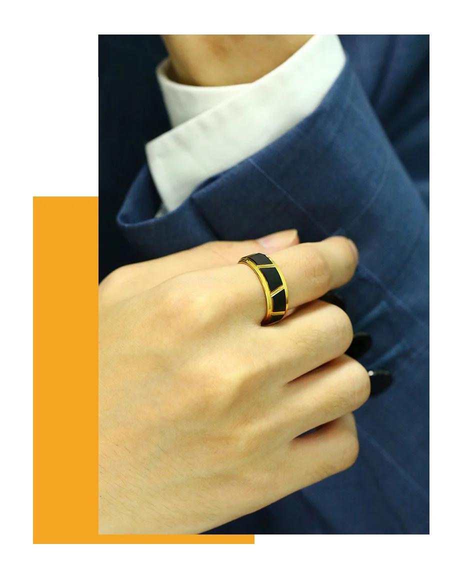 Vnox Cool Trimming Designed Rings for Men Gold and Black Tone 8MM Tungsten Carbide Wedding Bands Anel Accessory