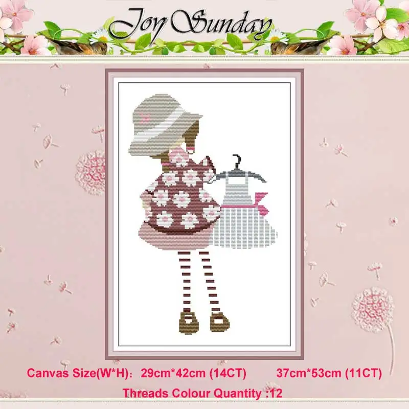 Little girl cartoon painting counted 11CT 14CT Cross Stitch Sets DIY Chinese Cross-stitch Kits Embroidery Needlework home decor | Дом и сад