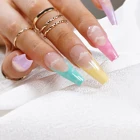 Накладные ногти для Стразы, длинные, балерина, пригодные для носки, полное покрытие, искусственные ногти, накладные ногти, Типсы для маникюра, 24 шт.