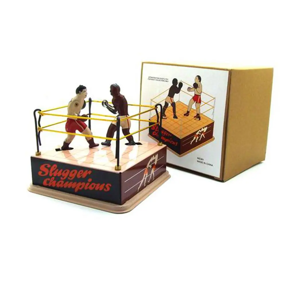 

Classic Clockwork Wind up Boxing Ring Boxers Model Table Ornament Kids Toy Gift