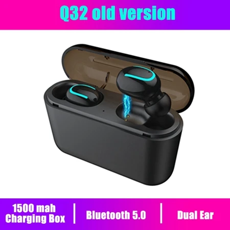Q32 Dual Ear Новинка Q32 TWS 5,0 Bluetooth наушники с шумоизоляцией беспроводные наушники игровая гарнитура с микрофоном 2000 мАч светодиодный водонепроницаемый внешний аккумулятор - Цвет: Q32 Dual Ear