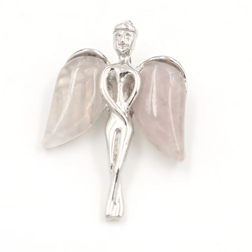 FYJS уникальное Серебро Прекрасный Ангел крыло много Цветной Кварцевый камень