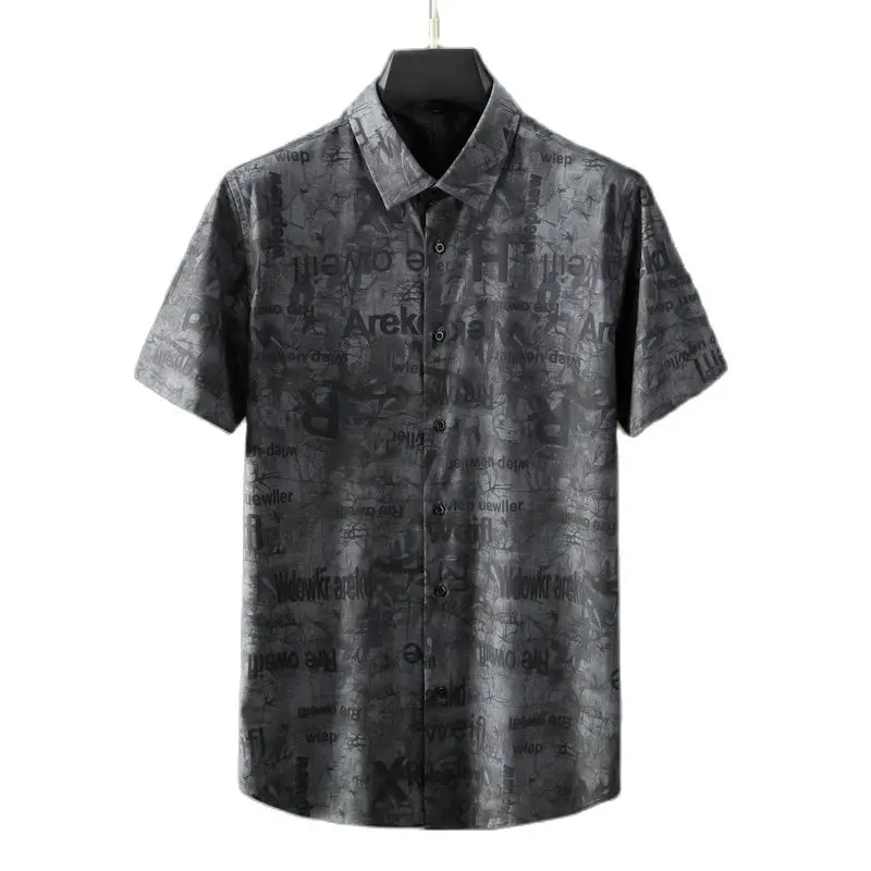 

Men's short-sleeved shirt, plus size 7XL fashion business plaid formal dress dinner casual shirt (oversized plus size)