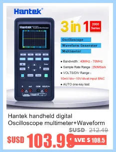 Hantek DSO5202P цифровой осциллограф 200 МГц 2 канала 1GSa/s " TFT ЖК-дисплей запись Длина 40 К USB AC110-220V рабочего стола osciloscope