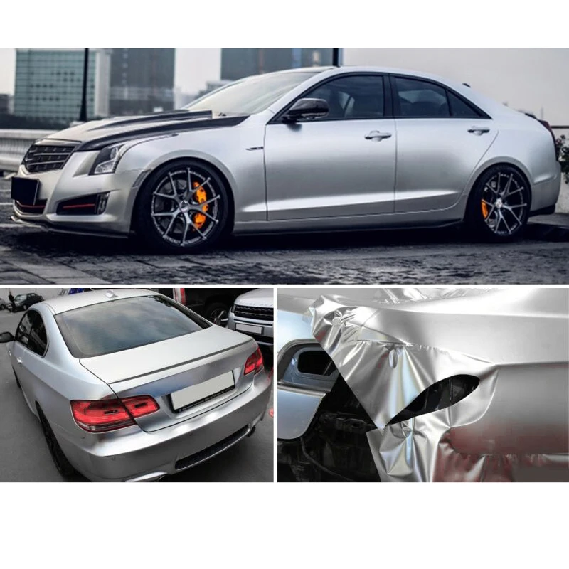 30x150 см Автомобильная атласная матовая хромированная металлическая Серебряная