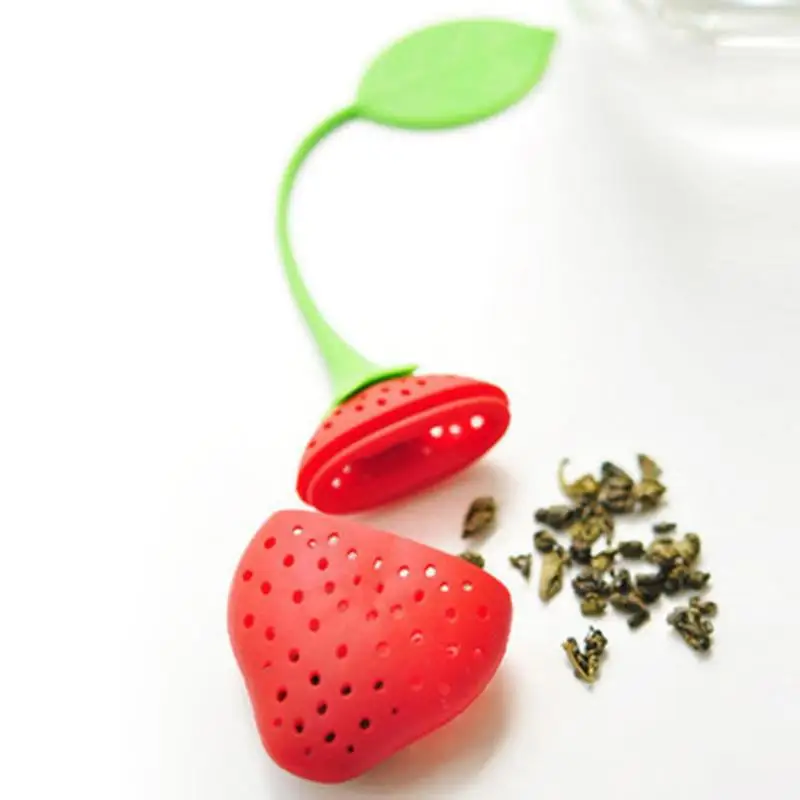 1pcs Tea Strainer Non-toxic Strawberry Shape Silicone Tea Infuser Tea Bag Filter Diffuser Teapot Accessory Kitchen Supplies