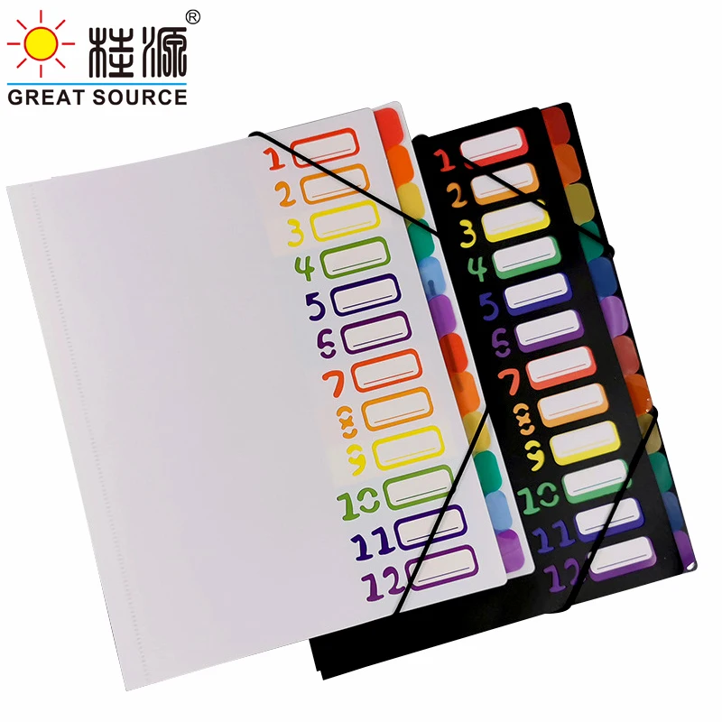 A4 Display Book 12 Colorful Pocket Insert Pocket Tag File Folder 250*322mm(9.84