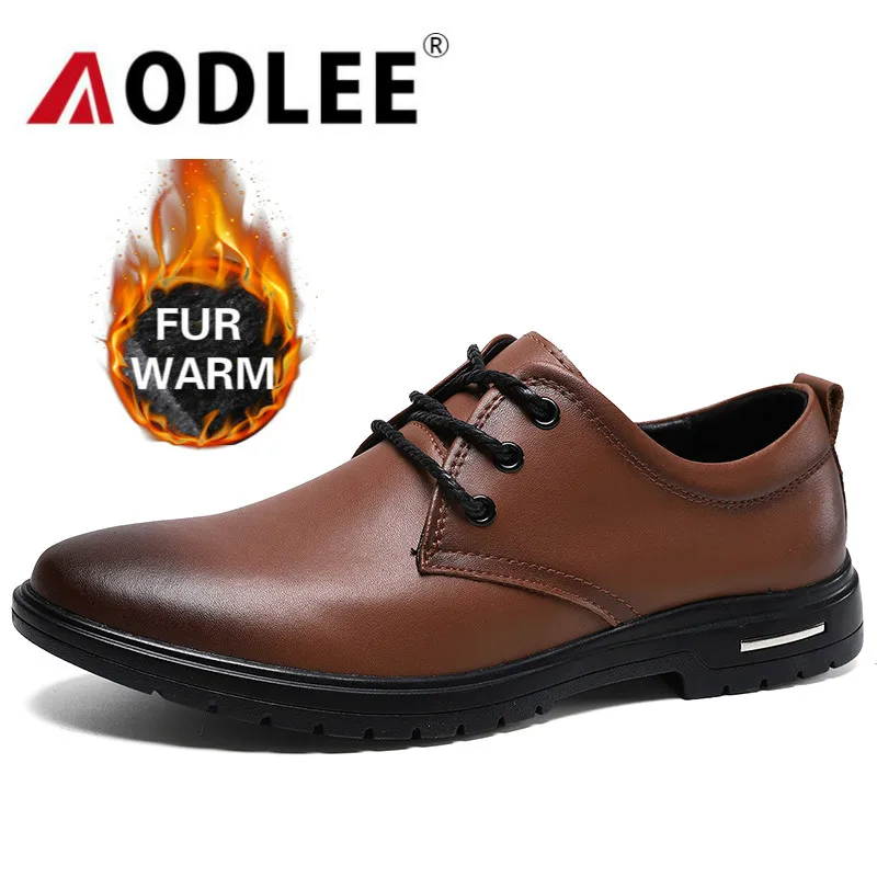 Мужская зимняя кожаная обувь модные теплые зимние ботинки размера плюс с