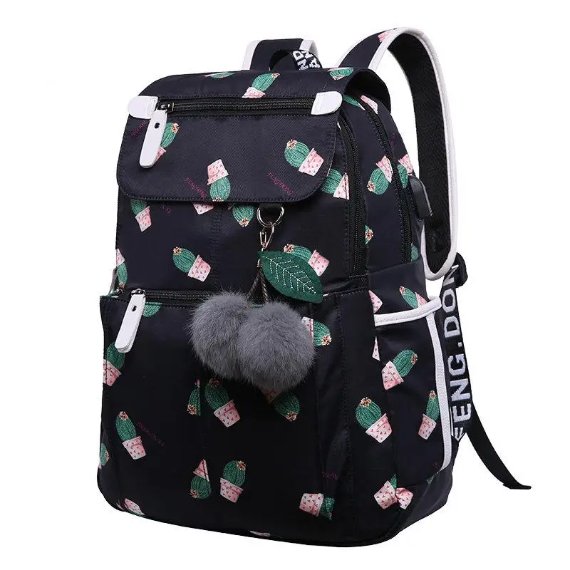 

Waterproof Nylon Women School Backpacks Anti Theft USB Charge Backpack Bagpack School Bags Teenage Girls Travel Bag 2020