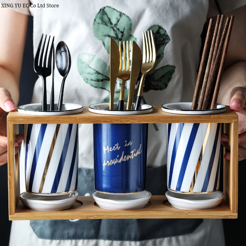 

Kitchen Drain Shelf Ceramic Chopstick Holder Household Chopstick Rack Fork Spoon Storage Rack Nordic Minimalist Kitchen Supplies