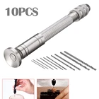 Мини Микро алюминиевая ручная дрель с бесключевым патроном + 10 шт. набор спиральных сверл держатель деревообрабатывающие сверлильные вращающиеся инструменты ручная дрель