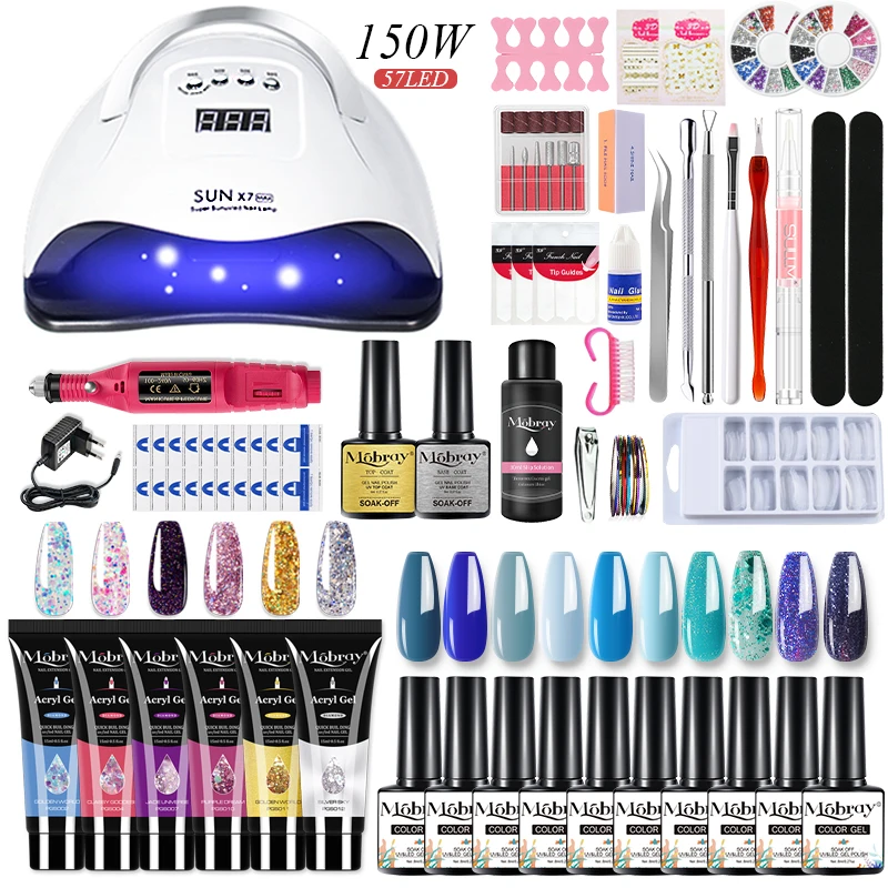 Набор для наращивания ногтей Mobray из полигеля светодиодный светодиодной лампы