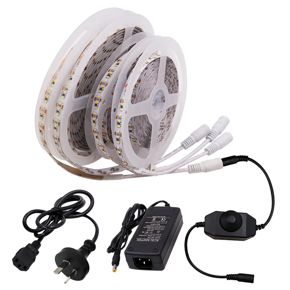 5 м DC12V SMD светодиодные полосы 3014 204 светодиодный s/M гибкая Водонепроницаемая светодиодная лента с разъемом постоянного тока EU/US/UK/AU разъем питания