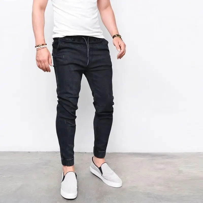 

Skinny Jeans Men Slim Fit Denim Pants Male Pencil Stripe Elastic Street Hip Hop Knee Ripped Holes Jean Men Clothes 2018 O8R2