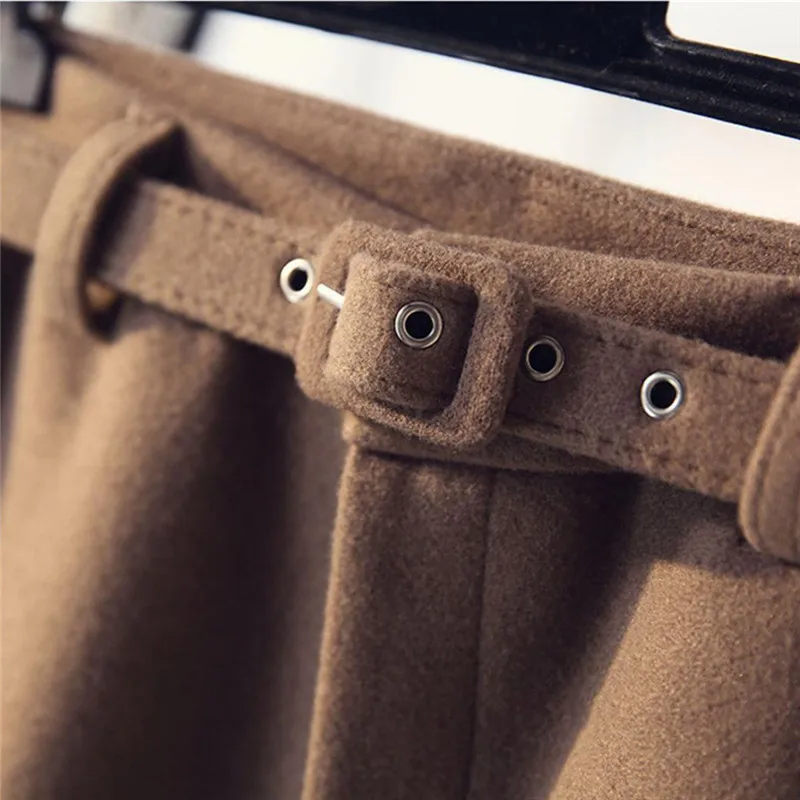 

Warm High Waist casual harem women pants with belt Korean Style Autumn and Winter Wool Pants Slim commuting style lady Trousers