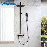 vouruna luxurious exposed bathroom shower faucet fixture kit wall mounted shower system with handshower in whiteblackgolden