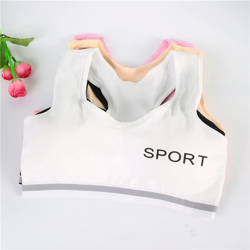 

Girl Bra Soft Cotton Children Girls Underwear Kids Solid Color Vest Sports Bra Tops for Girls 7-14 Years Clothes for Teenagers