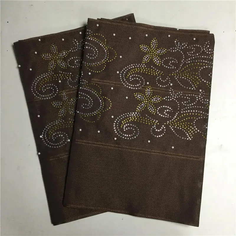 Африканский gele головной убор aso oke головной убор с бисером нигерийские Стразы gele головной убор мода для вечерние 2 шт./лот-AH30 - Цвет: 12