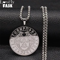 viking divination alphabet double eagle stainless steel necklace womenmen the wheel of fortune jewelry collier homme nxh164s03