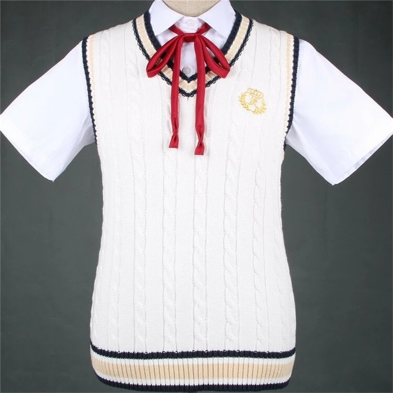 Новинка вязаный жилет Униформа колледжа с вышивкой в британском стиле