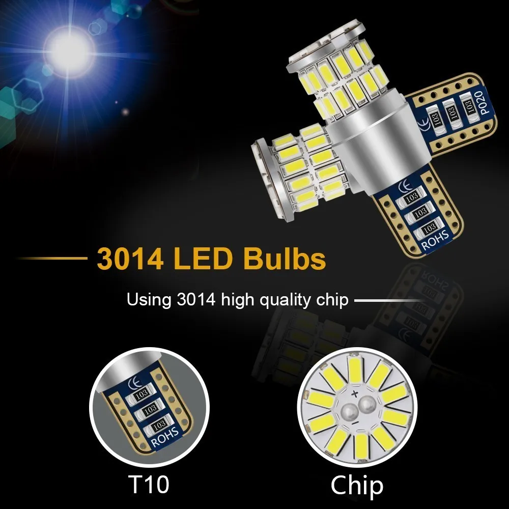 2 шт. W5w светодиодный T10 Светодиодный лампочки Canbus 38SMD 3014 Стоянкы Автомобилей Автомобиля сигнальный фонарь Интерьер Карта Потолочные плафоны 12V