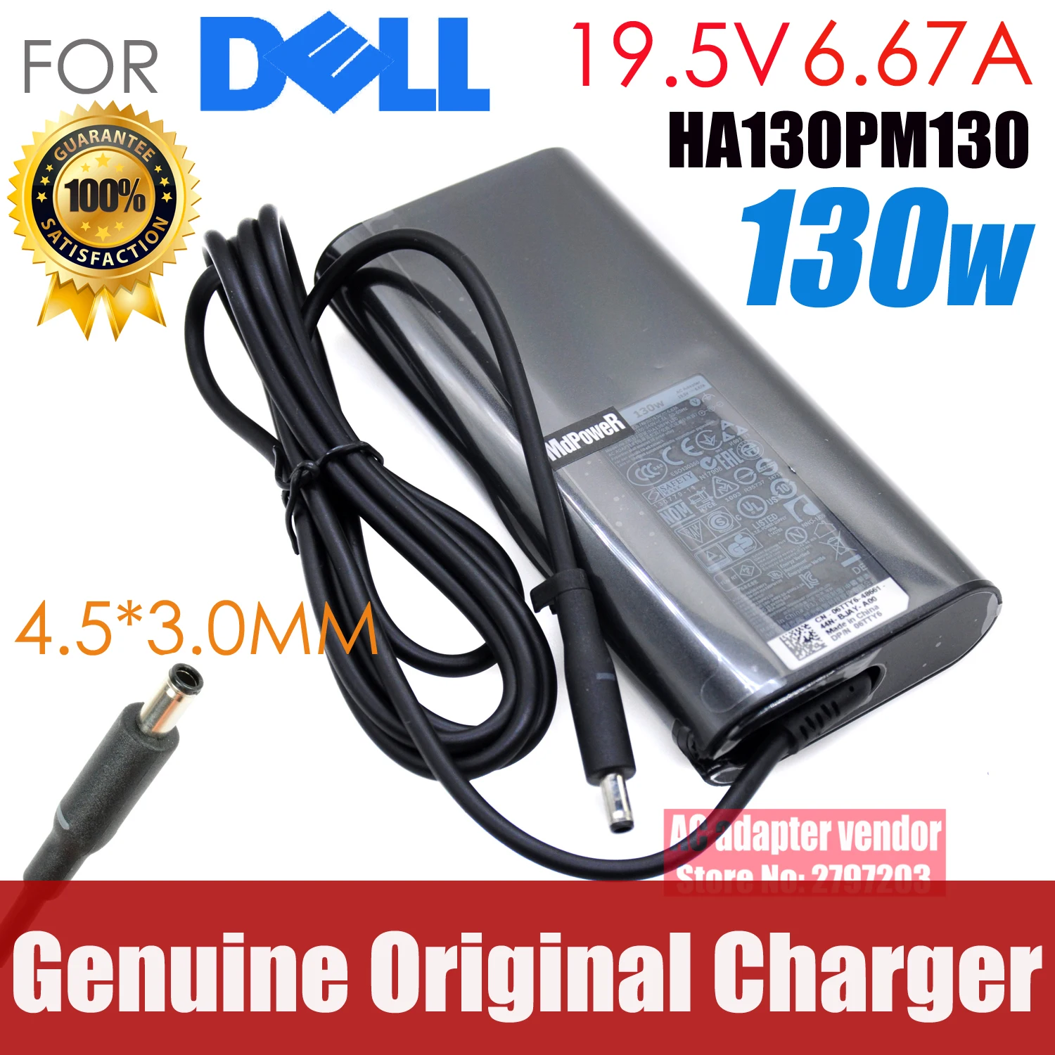 Подлинный для Dell 130W 19 5 V 6.67A XPS 15 9530 9550 9560 точность M3800 0RN7NW HA130PM130 DA130PM130 06TTY6 адаптер